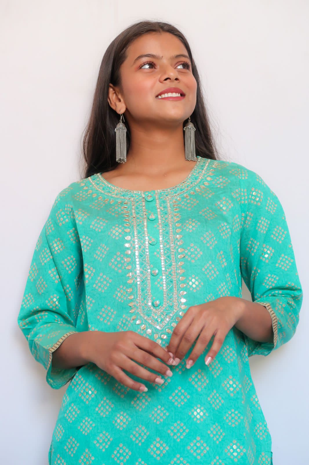 SALE: Turquoise Handwork Suit Set