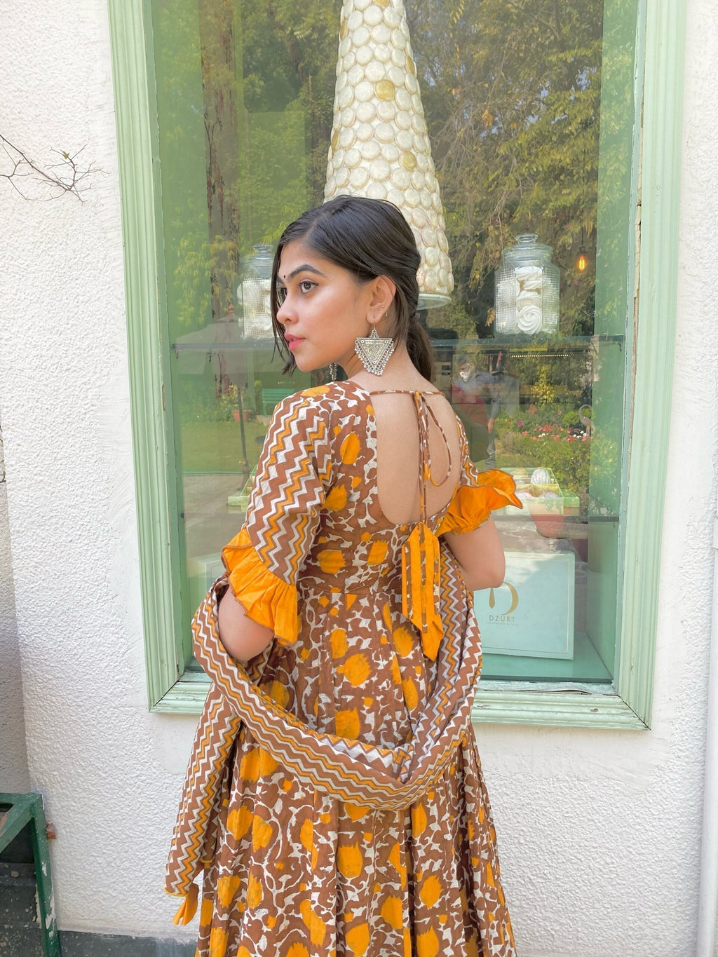 mustard brown cotton suit set