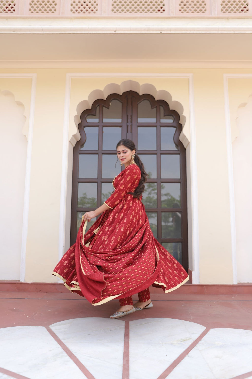 MAROON ANGRAKHA SUIT SET