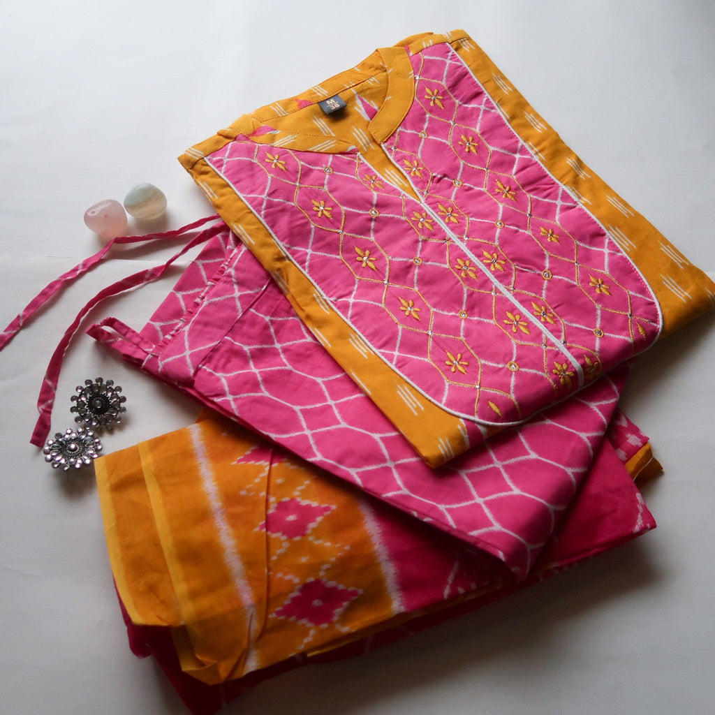 KesariyaVanity Elegant Ikkat Cotton Suit Set - DEAL