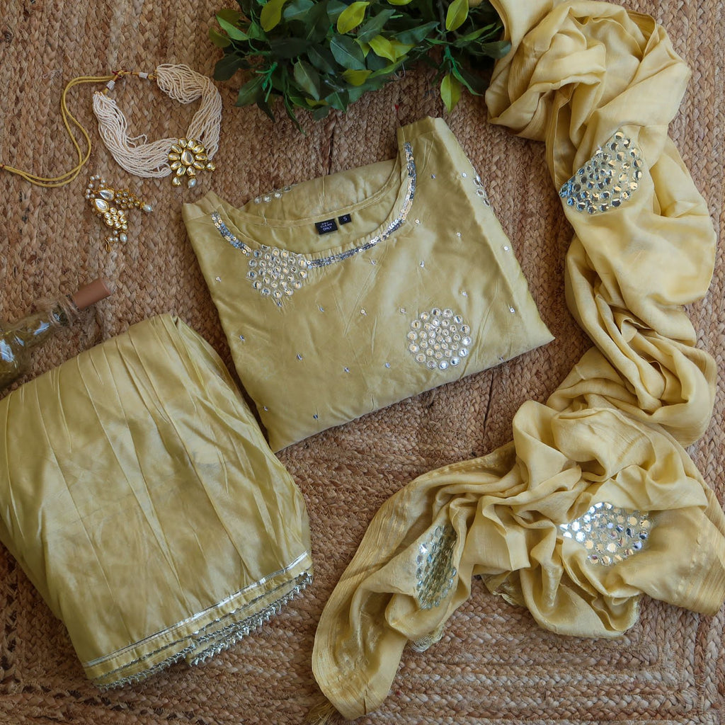 KesariyaVanity Designer Mirror Olive Festive Suit Set - DEAL