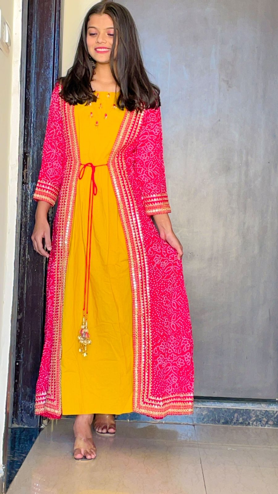 KesariyaVanity Must Have Festive Ready Bandhej Gown Suit - DEAL