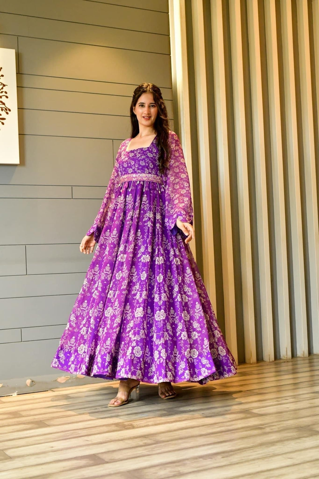 Madhumita purple georgette dress